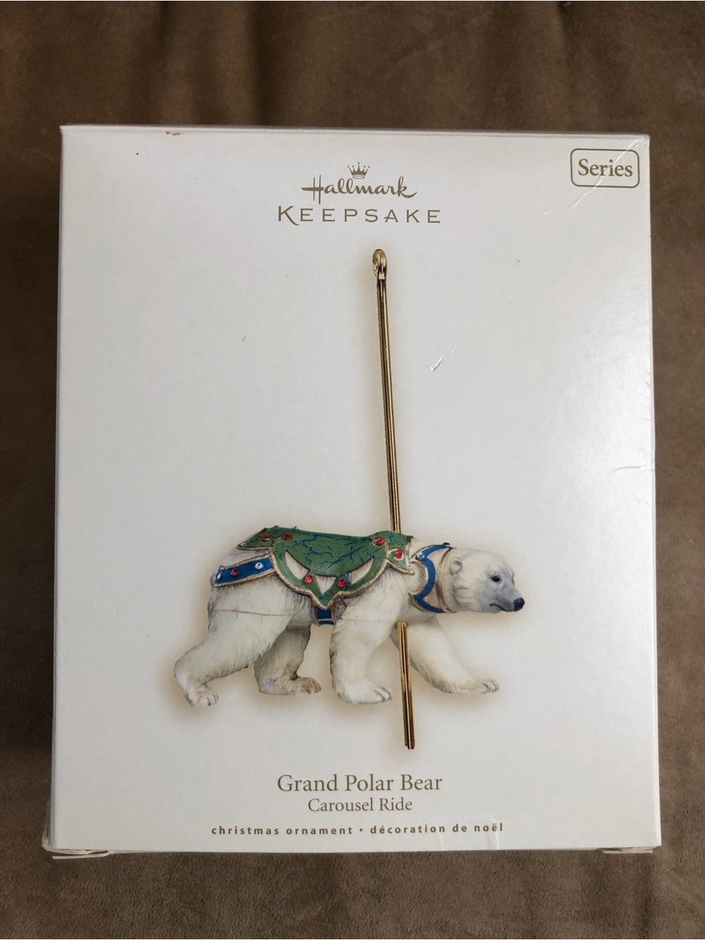 Hallmark Keepsake Grand Polar Bear Ornament from Carousel Ride - White and Green